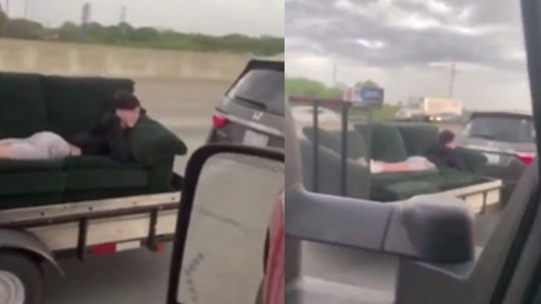 Έβαλε το παιδί σε καναπέ και βγήκε στην εθνική οδό!